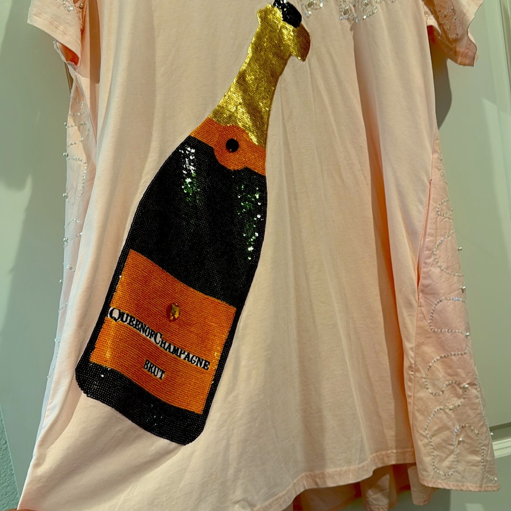 Pink Baby doll Party dress with Champagne Bottle Design - Picture 2 of 5